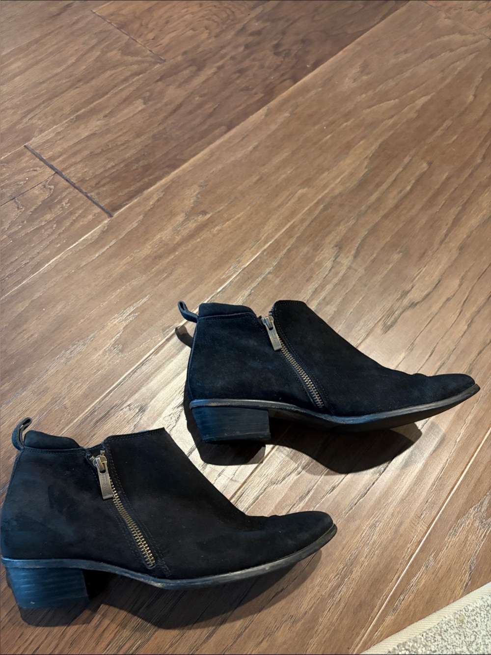 Paul Green Black Suede Ankle Booties with Side Zip